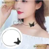 Hänghalsband Fashion White/Black Lace Butterfly Choker Halsband för kvinnor CLAVICLE CHEAN Korea Style Eleganta smycken Gi Dhgarden Dhluv