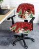 Housses de chaise de noël, bonhomme de neige, flocon de neige, rouge, élastique, pour ordinateur, extensible, amovible, pour bureau, siège fendu