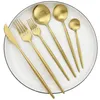 1 2 Set Gold Middag Set Knife Fork Spoon Flatware 304 Rostfritt stål Tabeller Silver Silvermatt Kök Cutsly270K