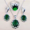Ensembles de bijoux en Zircon vert pour femmes, nouvelle couleur argent, offre spéciale, Bracelet, collier, pendentif, boucles d'oreilles, bague, QS0162