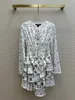 Milan Runway Dress 2024 New Spring Summer O Neck Long Sleeve Fashion Designer Dresses Brand Samma stilklänning 0221-9