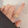 Celestial Blue Sparkling Moon Sun Ring 925 Silver Crystal Fine Summer Jewelry For Women Stackable Openable Fashion Ring With Box