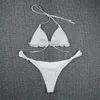 Women's Swimwear Womens Textured Tie Beaded Bikini Swimsuit Triangle Smoking Bikini Brazil Swimsuit Push Back Bikini Beaded Bikini J240221