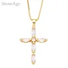 Colares Pingente Multicolor Zircon Dainty Cross Mulheres Caixa de Cor de Ouro Corrente no Gargantilha Pescoço Luxo Festa Moda Jóias Presentes