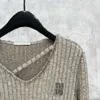 Женский свитер Дизайнерские свитера Женская мода Алмазный трикотаж Тонкий топ с длинными рукавами Модный пуловер Нижний свитер