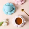 Tazze Piattini Tazza da caffè in ceramica e sottobicchiere con manico Antiscivolo Squisito Po Prop Semplice e moderno per bere