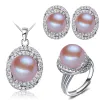 Ensembles de bijoux en perles d'eau douce en argent 925 pour femmes, ensembles de bijoux en perles naturelles blanches, cadeau de mariage pour filles