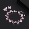 Sets Woman 2022 Trendy Charms Bow Stud Earrings Bracelets on Hand Red Flower Crystal Wedding Anniversary Set Luxury Dubai Jewelry