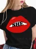 Dames T-shirt Sexy Lippatroon Dames T-shirts Grappige trend Zwarte T-stukken Mode Casual O-hals Korte mouw Tops Oversized Vrouwelijke trui T240221