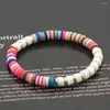 Bedelarmbanden Veelkleurige Boho Sieraden Heishi Voor Vrouwen Zomer Strand Polymeer Klei Kralen Armband Goud Kleur Verdeeld Pulseras