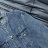 Kvinnors denimjacka lapel -knapp bokstäver skjortor långärmare jackor denim kappa avslappnad ytterkläder