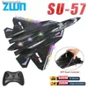 Electric/RC Aircraft RC Plane SU57 2.4G With LED Lights Aircraft Remote Control Flying Model Glider EPP Foam Toys Airplane For Children GiftsL2402