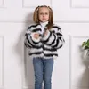 Kurtki 2024 Girl Winter Jacket / Faux Furtats Black and White Stripe