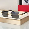 Sunglasses For Optics Men Women Summer 0377 Designer Business Style Anti-Ultraviolet Retro Plate Wooden Temples Square Frameless Fashion Eyeglasses Random Box