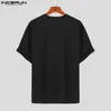 Men's T-Shirts Korean style mens colorful block design T-shirt casual street clothing hot selling mens short sleeved Camiseta S-5XL INCERUN Tops 2023 J240221