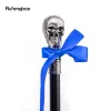 Skull Head With Bow Tie Walking Cane Fashion Decorative Walking Stick Gentleman Luxury Crosier Knob Walking Stick 93cm