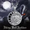 Pendants Eudora 925 Sterling Silver Moon Wolf Necklace for Men Women Vintage Moon Phase Amulet Pendant Personality Jewelry Party Gift