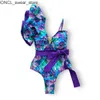 Maillots de bain pour femmes 2024 Nouvelle arrivée épaule unique une pièce maillot de bain femmes imprimé floral à volants tropical été plage maillot de bain hoth24221