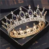 Jewelry Bride Royal Purple Crystal Queen King Tiaras and Crowns Bridal Pageant Diadem Head Ornament Wedding Hair Jewelry Accessories