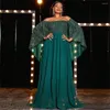 Vêtements ethniques Plus Taille Hors Épaule Cape Manches Paillettes Lâche Brillant Longue Robe De Soirée Grande Mousseline De Soie Élégante 4XL Dreeses Prom