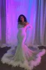 Elegant Silver Off-the-Shoulder Sequins Mermaid Long Prom Dress With Feather Vintage Long Sleeves Sparkle Beads Long Party Evening Gowns