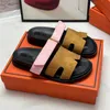 Chypre Designer Sandals Slippers女性ノワールカルフスキンレザーブルーキャンバスフクシアオレンジブラックスエードフラットスライドサマービーチ女性サンダルシューズビッグサイズ5-12