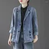 Women's Jackets 2024 Spring Autumn Vintage Suit Women Jeans Jacket Casual Tops Loose Short Denim Outwear Female Cowboy Basic Coat