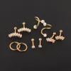 Stud 1set Ear Bone Nail Piercing Set Brosk Zircon Tragus Nos Lip Rings Helix Barbell Stud örhänge Hypoallergeniska pircing smycken