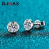 Boucles d'oreilles DJMAX véritable Moissanite boucle d'oreille femmes hommes 0.31CT en argent Sterling rond diamant boucles d'oreilles VVS D Colorl Moissanite Earrings