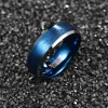 Bandas Bonlavie 8 mm Cúpula galvanizada Acabado azul Lasa Acero de tungsteno Hombres Anillo de compromiso Borde biselado Anillos de carburo Joyería para hombres