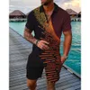 Męskie dresy męskie 2pcs Zestaw koszuli szorty mody swobodny garnitur Summer Est Est Est Lapel T-shirt T-shirt Man krótkie rękawki M-7xlmen's Men 'Bawei963