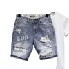 Herenshorts Jean Bermudashorts Heren Zomer Hot Sales Zwart Skeleton Gedrukt Casual Broek Y2k Losse Wijde Pijpen Knielengte Korte Denim Broek J240221