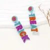 Dangle Brincos JURAN Handmade Sementes Coloridas Contas Letra TRICK TREAT Boho Moda Jóias Para Mulheres Meninas Feriado Carnaval Partido Presente