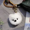 Cute Real Genuine Fur Dog Puppy Toy Pompom Ball Bag Charm Keychain Pendant Kids Toy Gift3036