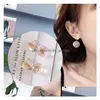 Ohrstecker Mode Getrocknete Blume Glas Pailletten Baumeln Hängende Ohrringe Für Frauen Hochzeit Transparente Kugel Vergoldung Tropfen Schmuck Dhgarden Dhpcp