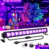 Autres fournitures de fête d'événement Version améliorée 40W UV LED Barre de lumière noire 395nm Blacklight Flood Appliquer au fluorescent d'Halloween L Dhaub