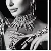 Charm Bracelets Exaggerated Rhinestone Geometric Square Finger Bracelet Ring Hand Jewelry For Women Crystal Wedding Back Bangles