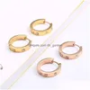 Hoop & Huggie Rose Gold Tiny Zircon Hoop Hies Earrings With Cz Stones Stainless Steel Wedding Sier Medium For Drop Delivery Dhgarden Dhrlx