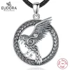 Pendentifs Eudora 925 argent Sterling Viking corbeau Runes collier pour femmes homme celtique noeud corbeau amulette pendentif personnalité bijoux cadeau