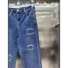 Nouveau designer marque de mode jeans femme taille haute skinny bleu denim pantalon large femme lettre C broderie automne hiver jeans pantalon