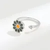 Cluster Rings Anti-Anxiety Rotating Daisy Wedding For Women Teens Goth Stainless Steel Opening Finger Stress Relief Jewelry Gifts