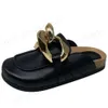 Slippers 2024 Summer Women Cork Womens Big Gold Chain Platform Mules Sandals And Wholesale Flat Flip Flops
