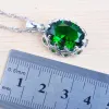Ensembles de bijoux en Zircon vert pour femmes, nouvelle couleur argent, offre spéciale, Bracelet, collier, pendentif, boucles d'oreilles, bague, QS0162