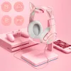 Hörlurar Onikuma K9 Söt kattörörhörlurar med Mic Gaming -headset och brusavbrytning med LED -ljus för bärbar datorspelare Pink