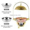 Conjuntos de louça Catering Buffet Gold Chaffing Prato Aço Inoxidável Visual Oval Chafing para El Restaurante Suprimentos Fogões Chaff Drop Dhdev