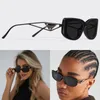 Lunettes de soleil de mode pour femmes avec logo triangulaire Nouvelle fibre d'acétate rectangulaire Cadre noir Jambes en métal Lunettes de soleil de mode modernes SPR14Y