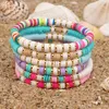 Bedelarmbanden Veelkleurige Boho Sieraden Heishi Voor Vrouwen Zomer Strand Polymeer Klei Kralen Armband Goud Kleur Verdeeld Pulseras