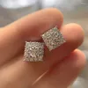 Stud Earrings MOXI Square Full Of Drill Studs Eight Hearts Arrows Carat Zircon For Women