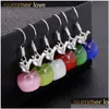 Stud Fashion 6 Colors Lovely Pink Opal Apple Crystal Stud Earrings For Women Girls Sier Christmas Earing Jewelry Gift Drop Dhgarden Dhpcw