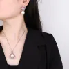 Ensembles de bijoux à breloques en perles blanches de 14mm, pendentif en rubis, nœud papillon, boucles d'oreilles pendantes pour femmes, laboratoire, diamant, anniversaire, fête de mariage